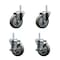 Service Caster 4 Inch Gray Polyurethane Wheel Swivel 58 Inch Threaded Stem Caster Set 2 Brakes SCC SCC-TS20S414-PPUB-58212-2-TLB-2 - alternate 1
